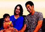 Tendulkar with wife & daughter